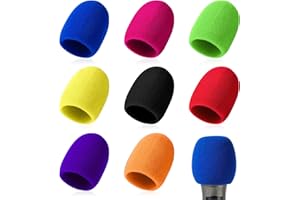 Jeffdad 6 Pcs Microphone Covers Foam, Shakeproof Microphone Foam Covers, Washable Mic Filter for Handheld Microphone, Foam Windscreen Covers Reduce Plosive Wind Noises (Color)
