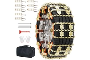 Obqer Schneeketten Auto Universal, Snow Chains FüR Autoreifen 215-285 MM Breit, Griffig, VerschleißFest, Schneeketten Schnellmontage, Mit Handschuhen Und Aufbewahrungstasche, FüR Pkw, Suv, Lkw