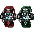 FROZIL Digital Watch Shockproof Multi-Functional Automatic Army Color Strap Waterproof Digital Sports Combo Watch for Men's Kids Watch for Boys Watch for Men Pack of-2