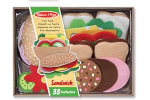 Melissa & Doug Kit de Sandwich en Feutre, Jouets de nourriture et accessoires de cuisine pour enfants, Montessori, Aliments en feutre, Jeux de rôle, Jeu d'imitation, Cadeau pour enfants de 3 4 5 6 ans