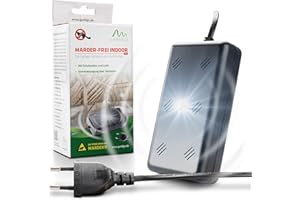 ‎GARDIGO Gardigo® Marder-Frei Indoor LED für Marderabwehr | Marderschreck Haus, Garage, Scheune, Stall und Carport I 230 V mit Netzstecker | LED Blitz-Licht | Ultraschall Frequenzen| Marderschutz Dachboden