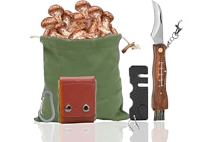 YURAGIM Coltello a Funghi con Spazzola e Righello, In Acciaio Inox al Tartufo, Coltello Pieghevole con Borsa , Affilacoltelli, Anello Portachiavi, Kit di Coltelli da Funghi Portatile per la Raccolta dei Fungo