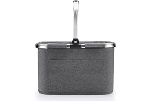 DIURWUR Tragekorb Faltbar Groß Einkaufskorb Praktischer Picknickkorb Klappkorb mit Gepolsterten Griffen Einkaufstasche mit Alurahmen Stabiler Korb 30L - ideal für Reisen/Picknick/Einkaufen/Geschenk