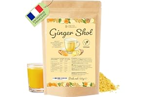 DETOX ORGANICA Ginger Shot - Jusqu'à 160 shots de Jus de Gingembre - Booster et Detox - 125g Préparation de Gingembre en poudre et Curcuma pour pour thé, infusion et jus - Mélange en Poudre