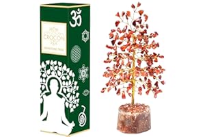 CROCON Carnelian Crystal Tree of Life - Chakra Tree for Positive Energy, Handmade Gemstone Tree - Feng Shui Decor, Good Luck Money Tree Bonsai - Orange Healing Crystals for Sacral Chakra, Spiritual Gift 10"