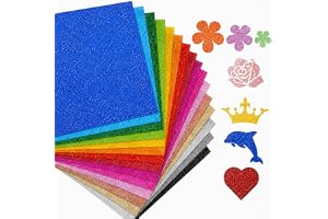 20 ark glitterpapper för pyssel A4, 20 färger, 250 g/m² glitterkartong | Färgglatt pysselpapper glitter med fast självhäftande glitter för scrapbooking, gratulationskort, festdekoration