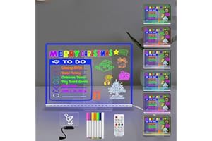 Masshomi A4 Size DIY RGB 7 Color Change Remote Control Message Dry Erase Acrylic Dimming Timer 7 Color Markers USB Cable Portable Glow Noteboard to do List Memo Menu Calandar 7.8 * 11 inch