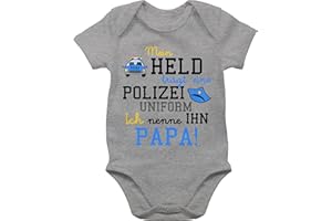 Shirtracer - Baby Body Junge Mädchen - Sprüche Baby - Mein Held trägt eine Polizeiuniform - Polizist Geschenk zur Geburt