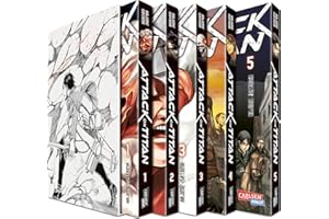 Attack on Titan, Bände 1-5 im Sammelschuber mit Extra: Fantasy-Action-Manga ab 16 Jahren über den Kampf gegen menschenfressende Titanen
