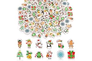 JUNEBRUSHS Weihnachten Radiergummis, 65 Stück Niedliche Kinder Radiergummis Weihnachtsmann Schneeflocken Bleistift Radiergummis für Schüler Klassenzimmer Belohnungen Weihnachtsgeschenke