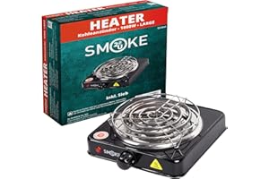 SMOKE 2U Turbo Power 1000 Watt elektrischer Kohleanzünder Blitzschnell, Kohlen Ofen, Kohle Anzünder mit Kohlegitter, Hotplate mit Edelstahl Heizspirale Stainless Steel | 5-Stufig mit Überhitzungsschutz