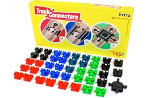 TOY2 Basic Kit de Construction | 43 Connecteurs de Voie de Train Jouets compatibles avec Brio & Lego Duplo | Kit avec connecteurs de Rail | Ensemble de connecteurs de Rail en Bois Durable