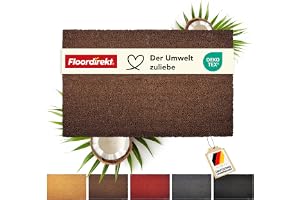 Floordirekt dörrmatta för inomhus- och utomhusbruk, 50 x 80 cm brun, dörrmatta av kokos, smutssamlande matta för ytterdörr, h