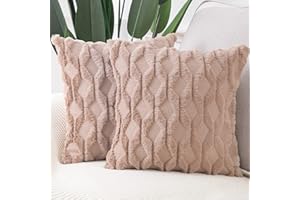 Madizz 2 Pezzi Federe in Lana Corta Velluto Copricuscini Morbido Decorativo Fodere per Cuscino Lusso Stile per Divano Camera da Letto Marrone Quadrate 45x45 cm