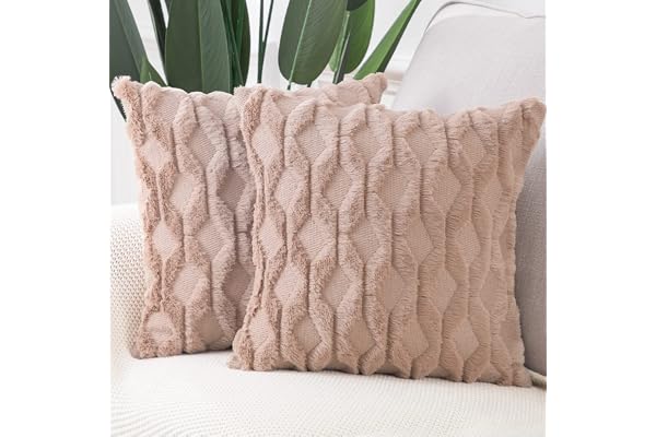 MADIZZ Set med 2 Mjuk plysch Kort Ull Sammet Dekorativa kuddfodral Lyxig stil Kuddfodral Kuddskal för soffa sovrum 45x45 cm B