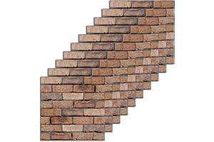 aupawdy 10 Pezzi Mattoncini Adesivi per Pareti Carta da parati 3D in Mattoni DIY Carta da Parati Decorativa Autoadesiva Impermeabile per Bagno e Cucina Parete Adesivi Wallpaper