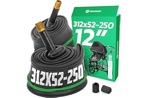 MOOVMOOV Chambre à Air 312x52-250 - Lot de 2 - pour Roue Poussette et Vélo Enfant - Valve Schrader - Caoutchouc Butyle Haute Résistance