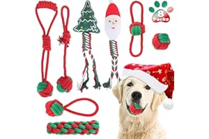 Weocar 8 Pack Christmas Dog Rope Toys, Interactive Chewing Toys Set for Puppy, Funny Cotton Rope Toys for Puppy Small Medium Dogs, Dog's Christmas Toys for Teeth Cleaning Interacting Play Games