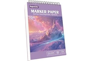 DagouColor Marker Papier für Alkoholmarker, 9 "x12" Reißbares Anti-Penetration Zeichenbuch, 100 Blätter (200 Seiten) Doppelseitiges Säurefreies Spiral Skizzenbuch für Künstler Kinder Erwachsene