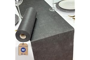 NATUARTE, Runner da Tavola Nero, Rotolo in TNT da 25 metri x 30 centimetri, Decorazione Tavola, Stoffa Decorazione Matrimonio, Battesimi, Comunioni, Compleanni, Colore Nero