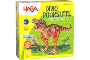 HABA - Jeux de Mémoire Préhistorique - Dino Poursuite - Jeu de société Enfant - Jeu de Dinosaure - Jeu éducatif - 5 Ans - 301068