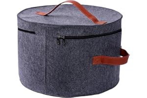 Walopola 11x 17 inches Hat Storage Box with Lid, Hat Boxes Storage, Dustproof Hat Box Organizer, Travel Hat Bag for Women, Portable Round Hat Box Container with Clear Window (Gray)