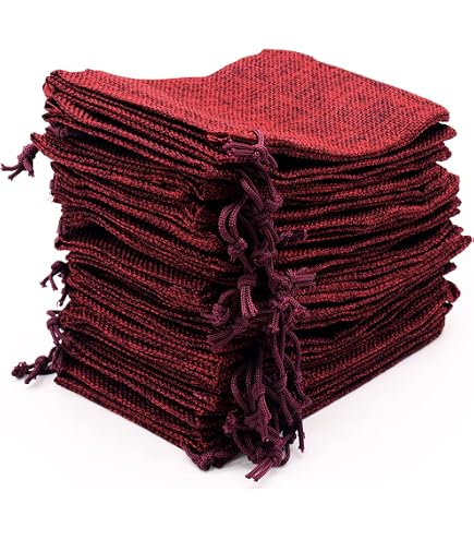 FLM 100 Sacchetti Di Juta Per Bomboniere – 9,5x12,5 Cm, Con Coulisse, Stile Shabby Chic, Per Matrimoni E Comunioni - 3