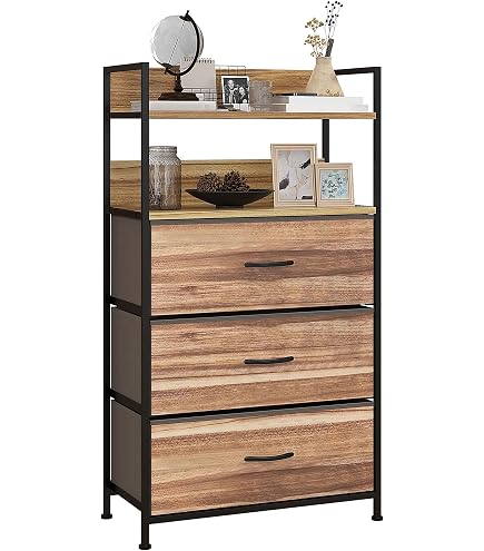 Commade 7 Tiroirs HOMCOM 98x29x85cm - Meuble Rangement Pliable En Tissu, Noir Et Naturel