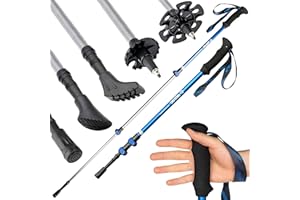 ATTRAC Bastoncini trekking telescopici con blocco a leva - Bastoni ultraleggeri con impugnatura in schiuma Eva + PDF workout