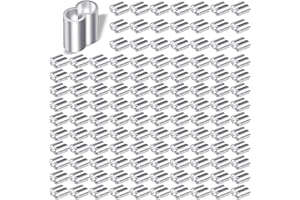 Furuising 120 Pezzi 3mm Manicotti in Alluminio per Cavo, Morsetti per Funi in Alluminio,Ghiere in Alluminio per Cavo Funi Catene per Cani