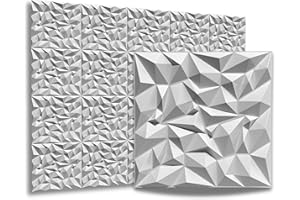 EURODECO 50cm x 50cm 3D Paneele PVC Kunststoffpaneele 12 Stück Wandpaneele Gaming Zimmer Wand Decke 3D Optik Mirror hochwertige & Harte PVC 3D Platten