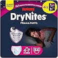 Huggies DryNites Pañales para Niña 4-7, 17-30 kg, Clínicamente Probado con 5 Capas de Óptima Protección Nocturna, 4 Packs de 