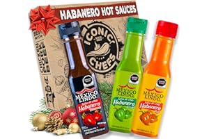 ‎ICONIC CHEFS ICONIC CHEFS® Habanero Chili Hot Sauce Geschenkset – 100% MEXICO LINDO Chili Sauce Geschenkset Männer – 3x Scharfe Soße – Weihnachten Geschenk Idee – Scharfe Soßen Set– Grill Geschenke für Weihnachten