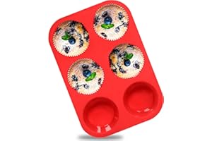 Anaeat Silicone Muffin Pan - 6 Cups Non-Stick Cupcake Molds, Food Grade Silicone Baking Tray for Making Egg Muffin, Cupcake, Quiches, Tart and Desserts, Reusable Muffin Tin Just Pop Out