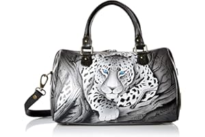 Anna by Anuschka Damen Echtleder Umhängetasche | Reißverschluss rund | Handgemaltes Original-Kunstwerk