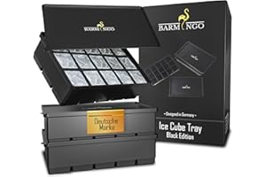 BARMINGO Silikon Eiswürfelform mit Deckel (3er Set) – BPA-freie Eiswürfelform groß/XXL | Große Eiswürfel Form auslaufsicher & spülmaschinenfest | Ice Cube Tray, Eisformen Silikon | Schwarz
