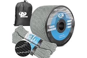 AYSTKNIET 750lb Reflective Paracord Rope 11 Strand 4mm, 31M / 62M / 152M Black/Blue/Grey/Purple/Orange, Parachute Cord with Reel, Strong Rope for Outdoor Survival Lanyard Bracelet Handle Wrap Keychain