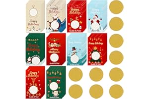 Nezyo 100 Pezzi Biglietti da Grattare di Natale con Motivo di Pupazzo di Neve Alce Babbo Natale Carta con Adesivi Dorati da Grattare per Premi Vincita Regali Natalizi Festa Compleanno Eventi Festivi