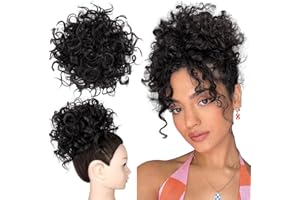 Allyreetress Messy Bun Hair Piece Loose Wave Large Curly Hair Bun Drawstring Ponytail Extension Synthetic Hairpiece Pony Tails Hair Extensions for Women Daily Use(Black)