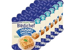 Blédina - Blédichef - Repas bébé 15 mois - 6 plats lasagnes épinards merlu - Poisson sauvage - Faible teneur en sel - Dès 15 Mois - 6 Assiettes de 230g