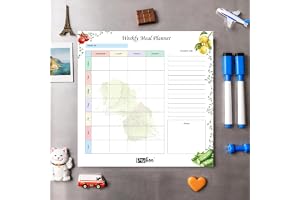 Papboo Rewritable Weekly Meal Planner, Magnetic White Board Planner Sheet (30x30CM, Landscape) with 2 Marker Pen - Flexible Writing