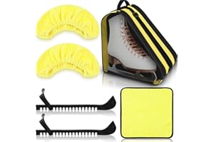 Liliful 4 Pcs Skate Guards Skate Blade Covers Towel Ice Inline Skate Bag Set Ice Skating Guards for Kids Youth Adult Figure Skating or Hockey