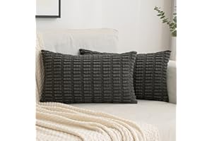 EMEMA Kordsamt Kissenbezüge Dekorative Sofakissen Moderne Kissenhüllen 40x60 cm Dekokissen Weicher Zierkissenbezug für Wohnzimmer Sofa Schlafzimmer 2er Set Dunkelgrau
