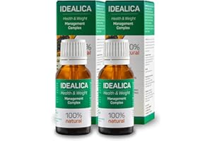 IDEALICA - Gocce dimagranti originali | Controllo del peso e la soppressione dell'appetito | 100% Naturale | Vitamina B1, Vitamina B12, Vitamina C | Set 2 x 20 ml