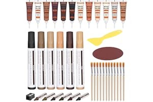 CHUKCHI Kit di riparazione per mobili in legno, set di 39 pennarelli per ritocchi, riempitivi con mastice per legno, riparazione graffi, crepe, fori, scolorimento per porte in legno