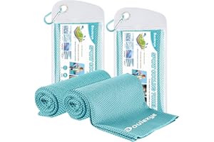 Bouiexye 2 Stück Kühlendes Handtuch 100 x 30 cm Kühltuch SeeblauKühlhandtuch Mikrofaser Handtuch Sofortige Cooling Towel für Sport Fitness Yoga Reise Laufen