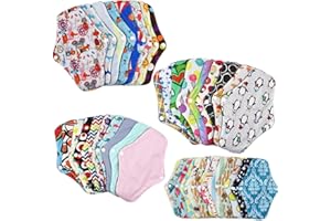 ANWANGDA Reusable Sanitary Towels Pads,Bamboo Cotton Panty Liner Washable，Soft Fiber， Bamboo Charcoal Absorbency Layer（S，M,L，Color-Random）(Size:L，1pc，Color-Random)