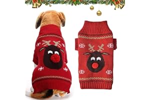 BUKYCAT Jersey de Navidad para Mascotas, Navidad Mascotas Suéter, Perro suéter de Navidad de Punto de Disfraces, Jersey Navideño para Perros para Cachorro Pequeño Perro Mediano Large (Large, C)