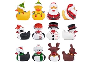 THE TWIDDLERS 12 bożonarodzeniowych kaczek kąpielowych - Święty Mikołaj, bałwanek, renifer - upominek dla niemowląt i małych dzieci