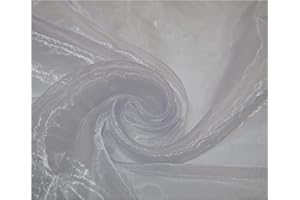 THEFABRICTRADE Premium Crystal Organza Voile Fancy Dress Costume Decorations Fabric 150cm Wide/Sold by The Metre (Silver)
